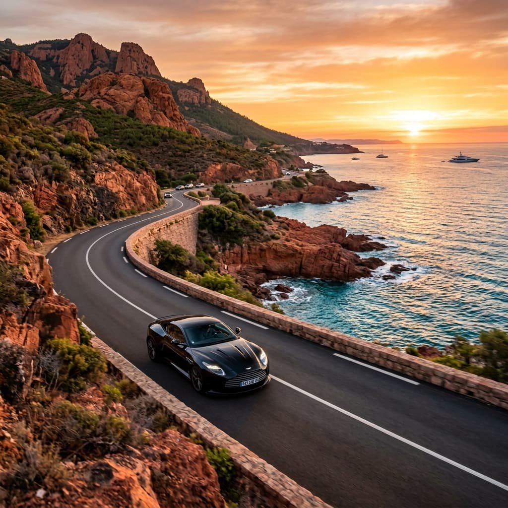Route de la Grande Corniche entre Nice et Monaco — vue panoramique sur la Méditerranée