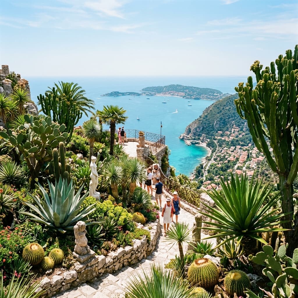 Jardin exotique d'Èze et vue sur la Méditerranée