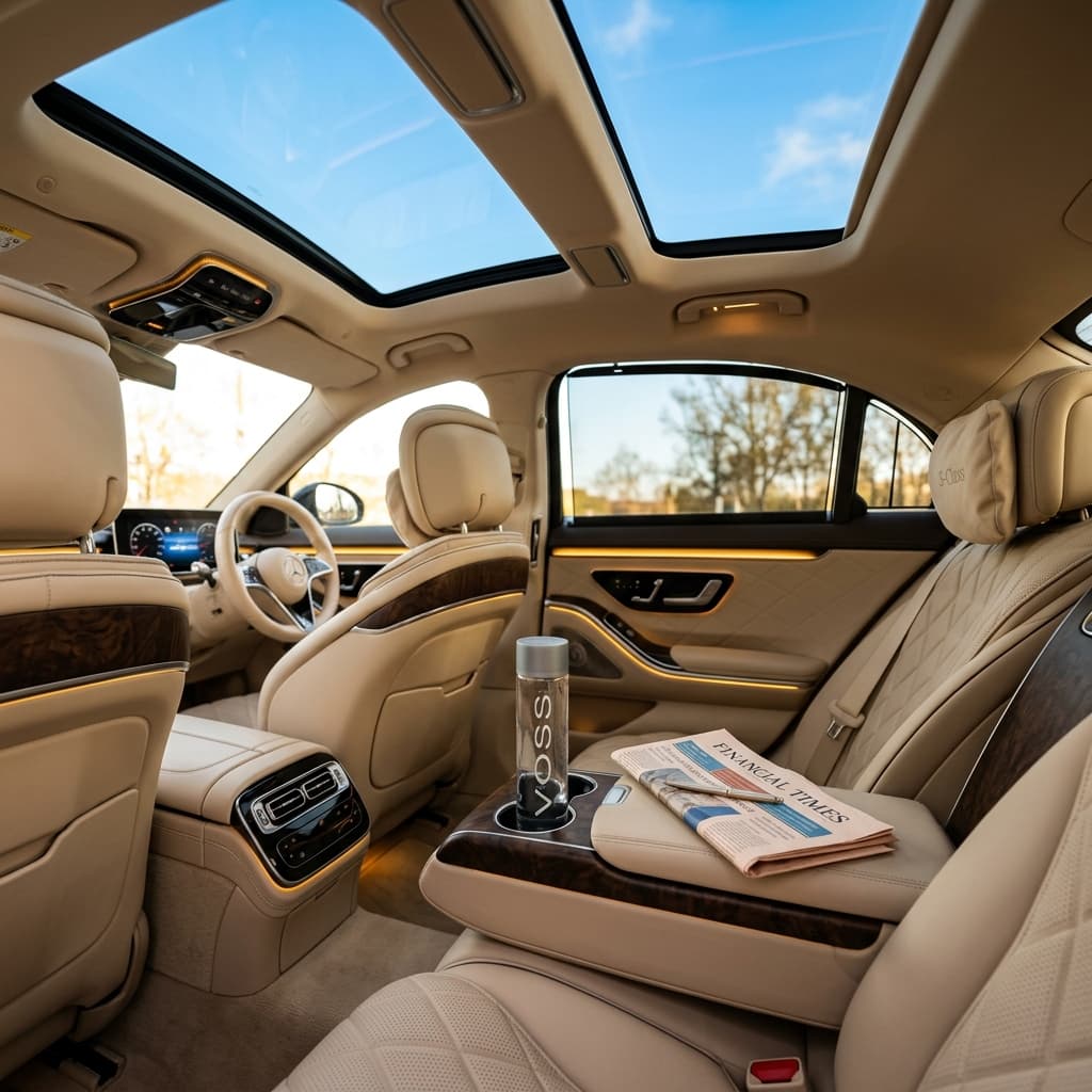 L'intérieur haut de gamme d'une voiture VTC Mercedes