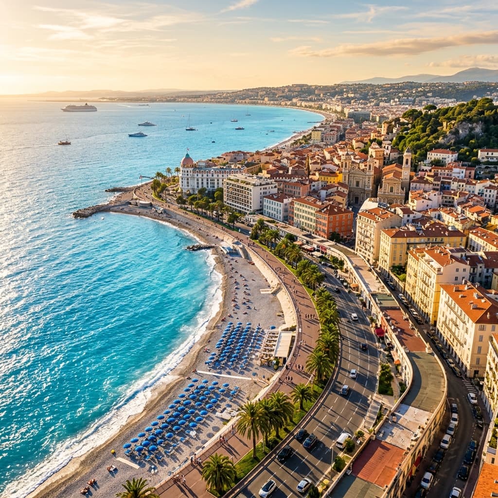 Panorama de Nice, point de départ de toutes nos liaisons VTC vers la Côte d'Azur
